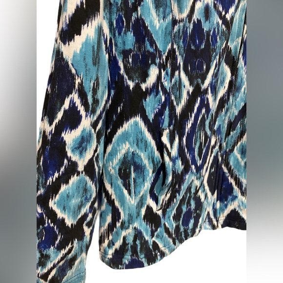 Weekends By Chico’s Women’s Diamond Print Full Zip Jacket Size 2 Large - Picture 3 of 4